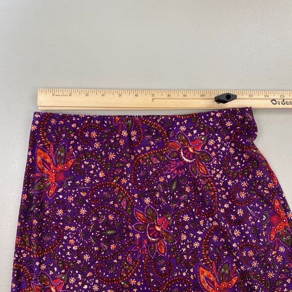 Vintage Y2K Chaps Skirt Womens Extra Small Floral Ruffle Slinky Knit 90s Purple - Picture 4 of 10